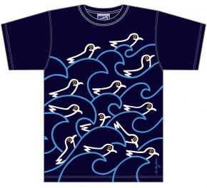 Bo Bendixen Unisex T-Shirt blau schwimmende Möwen