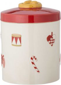 Bloomingville Gebäckdose Ø 15 cm Höhe 18 cm rot, weiß Yule