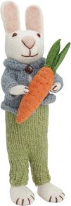 Gry & Sif Osterhase mit Jacke, Hose & Karotte Höhe 27 cm weiß, grün, blau, orange