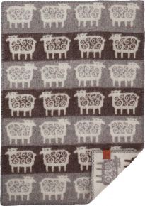 Klippan Schaf gestreift Babywolldecke 65x90 cm (Öko-Tex) braun / grau