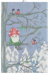 Ekelund Weihnachten & Winter Tomte im Baum Geschirrtuch (Öko-Tex) 40x60 cm grau, blau, weiß, rot