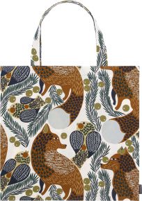 Marimekko Ketunmarja (Fuchsbeere) Tragetasche 44x43 cm baumwolle, braun, grün, dunkelblau