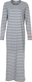 Marimekko Damen Nachthemd Langarm Tasaraita Lae grau, hellgrau melange