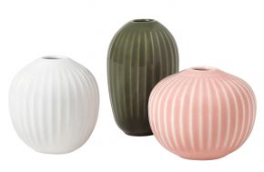 Kähler Design Hammershøi Vase 3er Set bis Höhe 8 cm weiß, nude, dunkelgrün