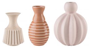 Dottir Nordic Design Samsurium Minibell Miniaturvase 3er Set beige, koralle, rosa