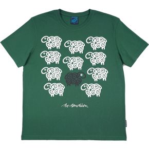 Bo Bendixen Unisex T-Shirt grün, weiß, schwarz Schaf