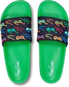 Happy Socks Unisex Badesandale Sunny Days grün, blau
