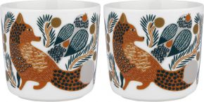 Marimekko Ketunmarja (Fuchsbeere) Oiva Becher ohne Henkel 0,2 l 2 Stk. cremeweiß, braun, dunkelgrün