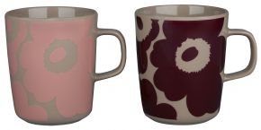 Marimekko Unikko Oiva Tasse / Becher 0,25 l 2 Stk. terra, weinrot, puder