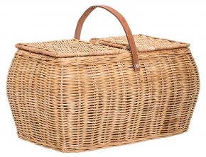 Bloomingville Korb mit Deckel & Griff Rattan Höhe 26 cm Länge 44 cm natur