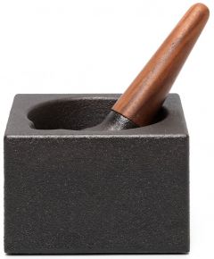Skeppshult Mörser Cubic mit Gusseisenstößel / Walnussgriff 12,3x12,3 cm