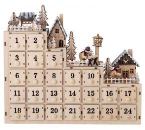 Bloomingville Adventskalender Höhe 33 cm Länge 38 cm Tiefe 10 cm Speerholz Richie