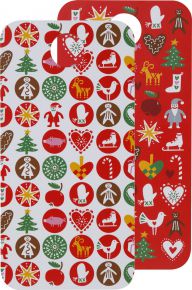 Bengt & Lotta Baumschmuck Schneidebrett / Servierbrett 20x40 cm rot / weiß mehrfarbig mit 2 verschie