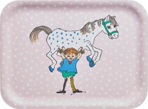 Muurla Pippi Langstrumpf Pippi & das Pferd Tablett 20x27 cm rosa, mehrfarbig