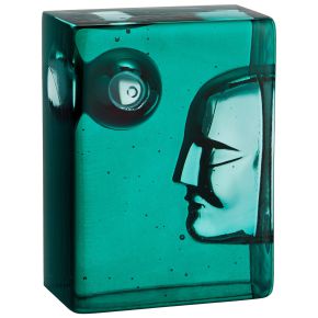 Kosta Boda Artist Collection Azur Mond Höhe 15 cm Breite 6,5 cm Länge 11 cm petrolblau