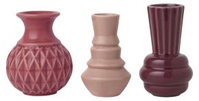 Dottir Nordic Design Samsurium Minibell Miniaturvase 3er Set rot, rosa, marone