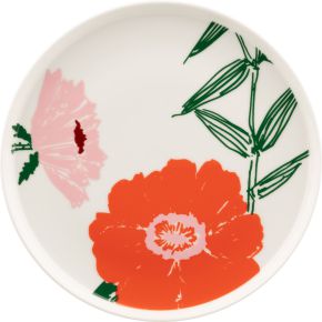 Marimekko Puutarhakutsut (Garteneinladung) Oiva Teller Ø 20 cm cremeweiß, grün, orange