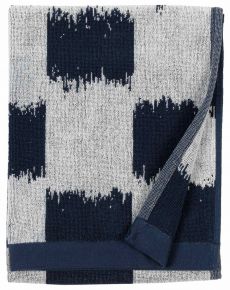 Marimekko Ostjakki (Khanty) Handtuch 50x70 cm dunkelblau, cremeweiß
