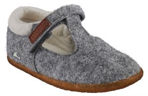 Viking Footwear Mädchen Kinder Hausschuh mit Klettverschluss & Futter Mime grau, weiß