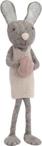 Gry & Sif Osterhase mit Kleid & Ei Höhe 60 cm grau, hellgrau, lavendel
