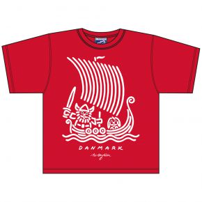 Bo Bendixen Unisex Kinder T-Shirt rot Wikingerschiff