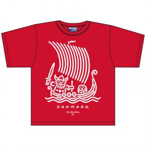 Bo Bendixen Unisex Kinder T-Shirt rot Wikingerschiff
