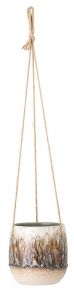 Bloomingville Blumenübertopf Steingut zum Hängen Ø 16,5 cm braun, creme