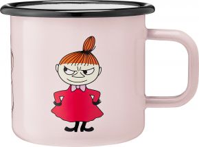 Muurla Mumins Retro Little My Tasse / Becher Emaille 0,37 l rosa, rot, orange, schwarz