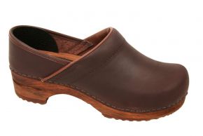 Sanita Damen Clogs Holz geschlossen antikbraun Julie