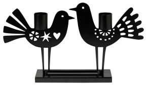Bengt & Lotta Zwei Vögel Kerzenständer 2 flammig Höhe 14,5 cm schwarz