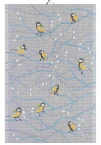 Ekelund Weihnachten & Winter Wintervögel Geschirrtuch (Öko-Tex) 40x60 cm grau, gelb, blau