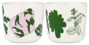 Marimekko Elokuun Varjot (Augustschatten) Oiva Tasse / Becher ohne Henkel 0,2 l 2 Stk. cremeweiß, gr