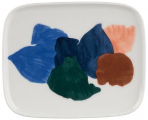 Marimekko Pyykki (Wäscherei) Oiva Teller 12x15 cm creme, hellblau, dunkelblau, grün, braun, orange