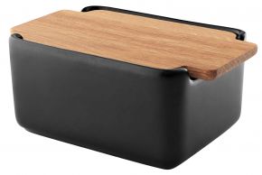 Eva Solo Nordic Kitchen Butterdose schwarz mit Holzdeckel Höhe 6 cm, Breite 9 cm, Länge 12 cm