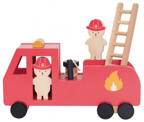 Jabadabado Holzspielzeug Feuerwehrauto 11x15x29 cm rot