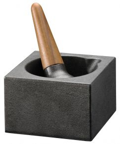 Skeppshult Mörser Cubic mit Gusseisenstößel / Buchenholzgriff 12,3x12,3 cm