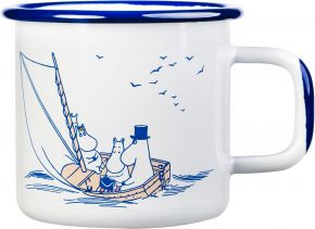 Muurla Mumins Segler Tasse / Becher 0,37 l Emaille weiß, blau