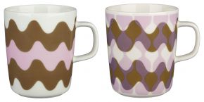 Marimekko Lokki (Möwe) Pergola Oiva Tasse / Becher 0,25 l 2 Stk. cremeweiß, blassrosa, braun