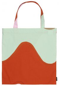 Marimekko Lokki (Möwe) Tragetasche 43x44 cm rot, braun, grün