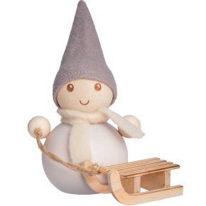 Aarikka Pakkanen Schlittenfahrer Höhe 18 cm cremeweiß, grau