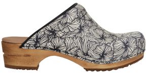 Sanita Damen Clogs Holz offen schwarz, weiß Orchid
