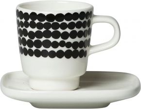 Marimekko Siirtolapuutarha (Schrebergarten) Oiva Tasse 0,05 l 2 tlg. schwarz, cremew