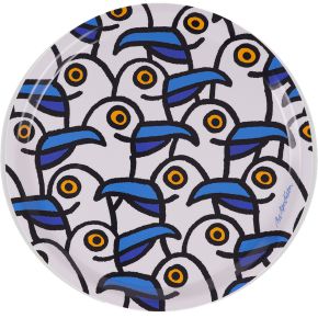 Bo Bendixen Tablett Ø 31 cm weiß, blau Lustige Möwen