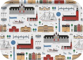 Citronelles Stockholm Stadt Tablett 20x27 cm weiß, mehrfarbig