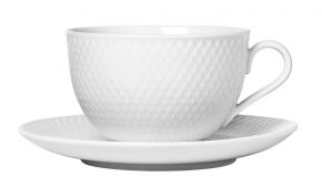 Lyngby Porcelæn Rhombe Tasse 0,39 l mit Unterasse