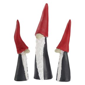 Nääsgränsgården Tomte Hoher Hut schmal bis Höhe 9,5 cm 3 tlg. grau, rot