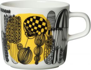 Marimekko Siirtolapuutarha (Schrebergarten) Oiva Tasse 0,2 l gelb, schwarz, cremeweiß