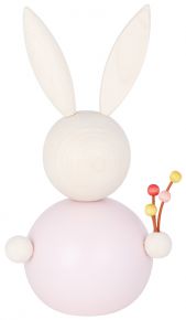 Aarikka Osterhase mit Zweig Höhe 16 cm pink, cremeweiß, mehrfarbig