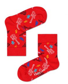 Happy Socks Unisex Kinder Strümpfe Gitarre rot