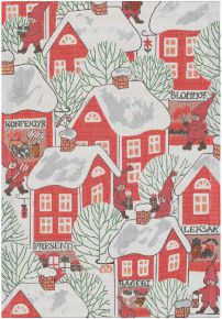 Ekelund Weihnachten & Winter Tomtedorf Geschirrtuch (Öko-Tex) 35x50 cm rot